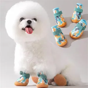 4Pcs Camouflage Color Sport Dog Boots Breathable Dog Shoes Teddy Pomeranian Bichon Middle and Small Dogs Four Seasons Universal (Size 1)