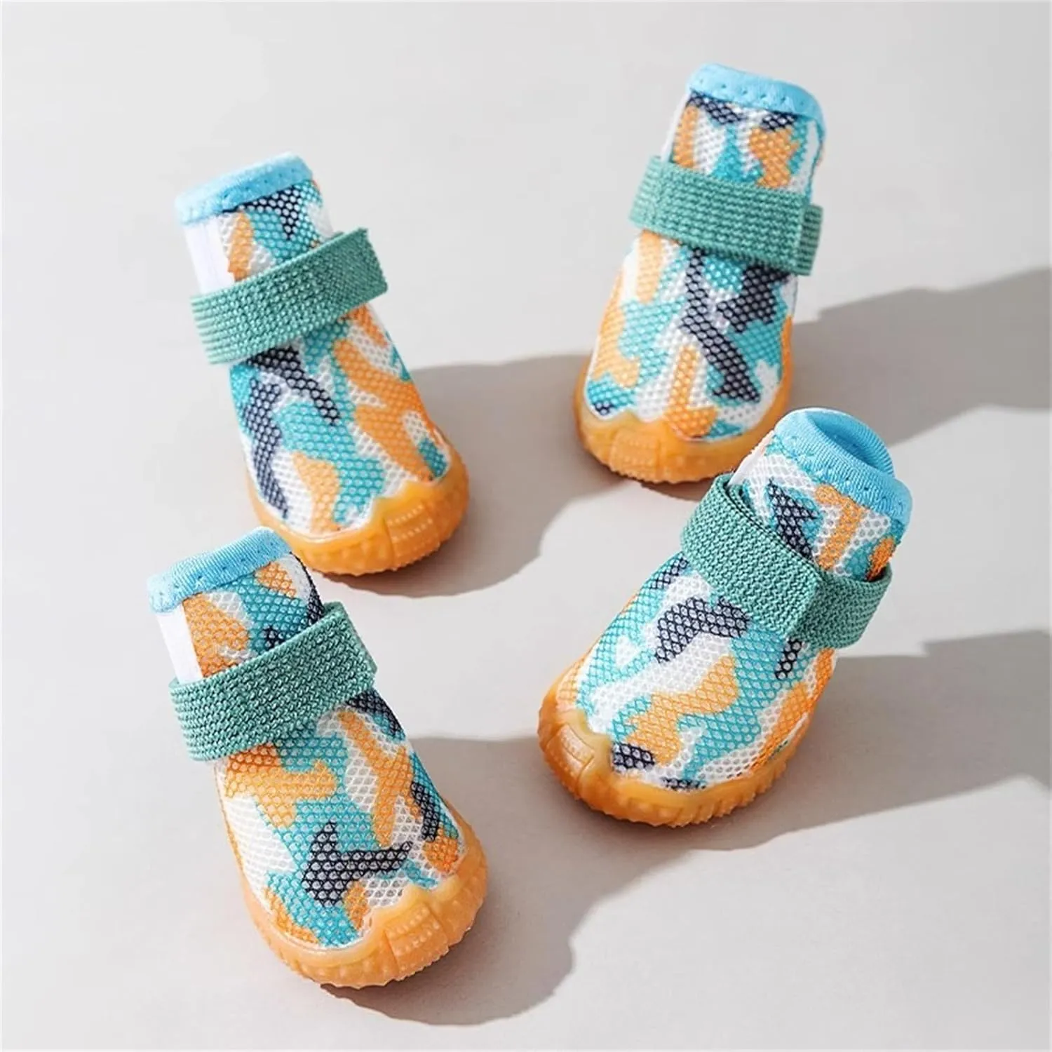 4Pcs Camouflage Color Sport Dog Boots Breathable Dog Shoes Teddy Pomeranian Bichon Middle and Small Dogs Four Seasons Universal (Size 1)