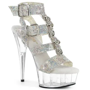 6 Inch Heel DELIGHT-656RS Silver Rhinestone
