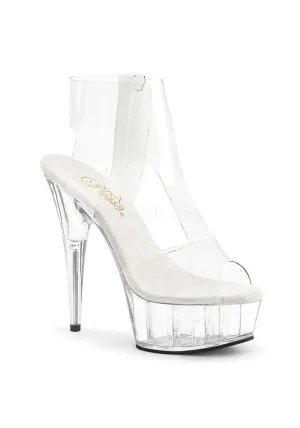 6" Heel, 1 3/4" PF T-Strap Bootie Sandal, Back Zip