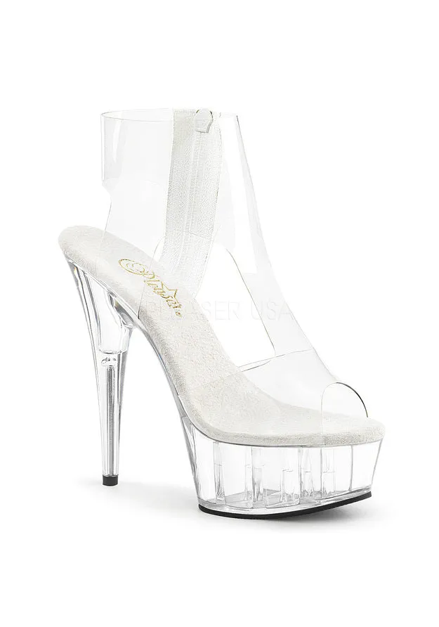 6" Heel, 1 3/4" PF T-Strap Bootie Sandal, Back Zip