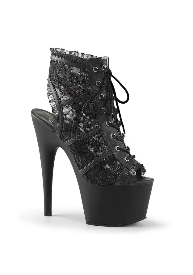 7" Heel, 2 3/4" PF Open Toe/Heel Lace Overlay Bootie