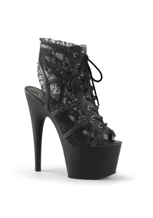 7" Heel, 2 3/4" PF Open Toe/Heel Lace Overlay Bootie