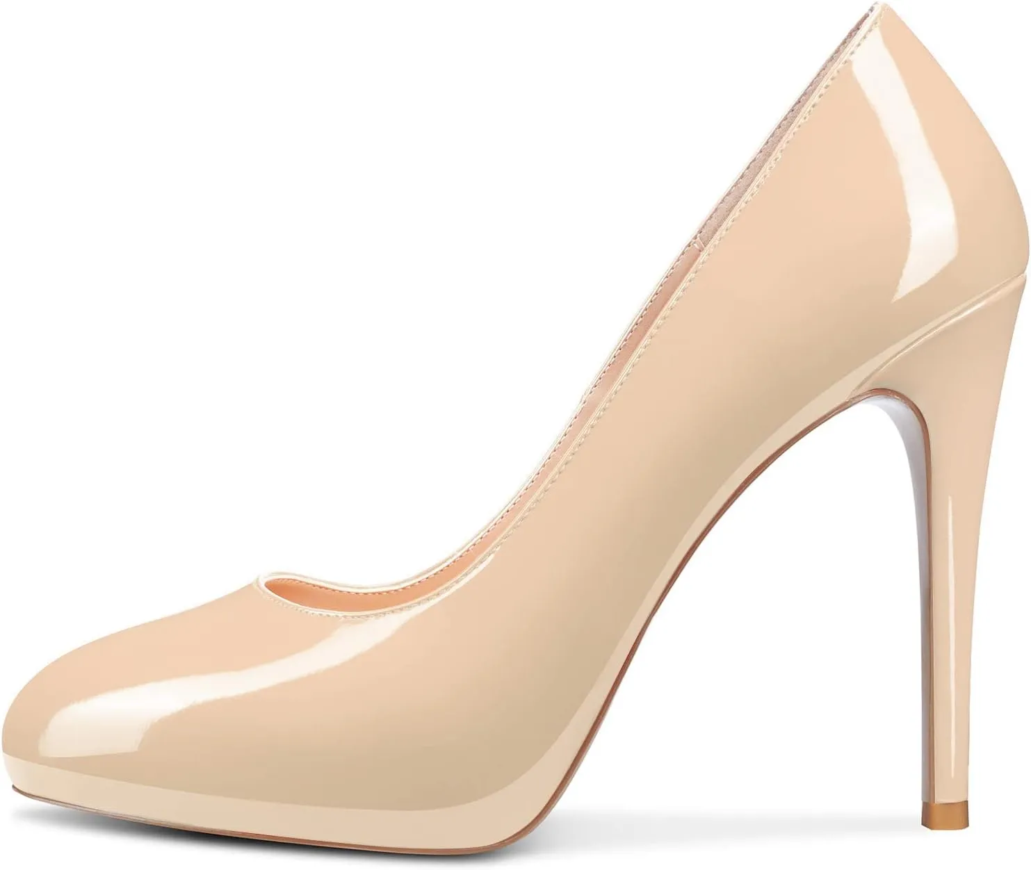 Aachcol Women Stiletto Pumps Hidden Platform Close Round Toe High Heel Slip-on Office Wedding Party Dress Shoes 5 Inch