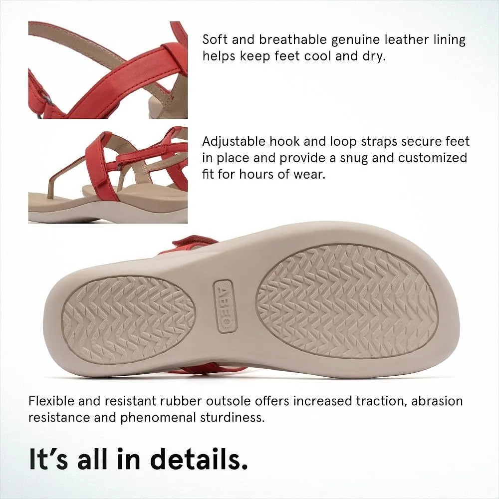 ABEO Oasis T-Strap Sandals For Women | Arch Support Sandals | Built-In Orthotic Insole | Plantar Fasciitis Pain Relief