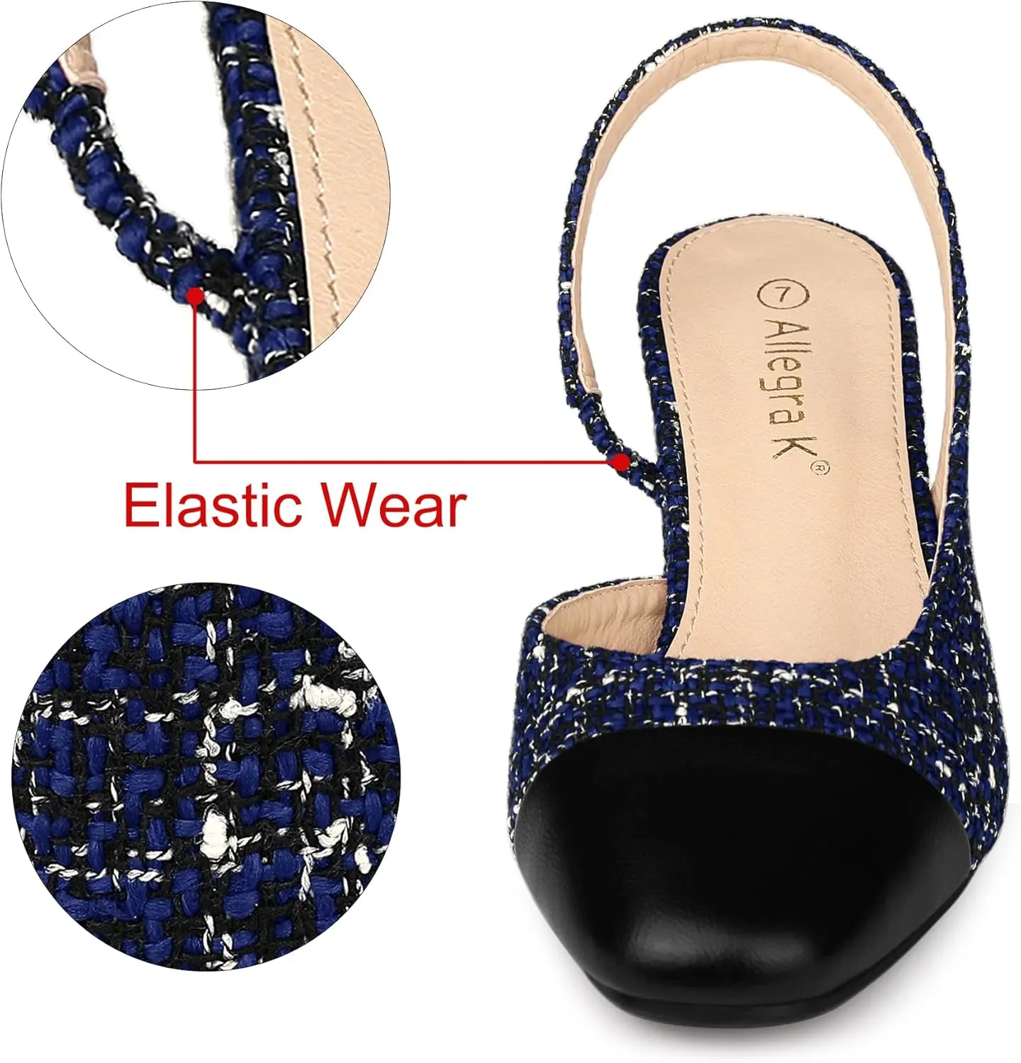 Allegra K Slingback Cap Toe Christmas Plaid Chunky Heel Pumps for Women