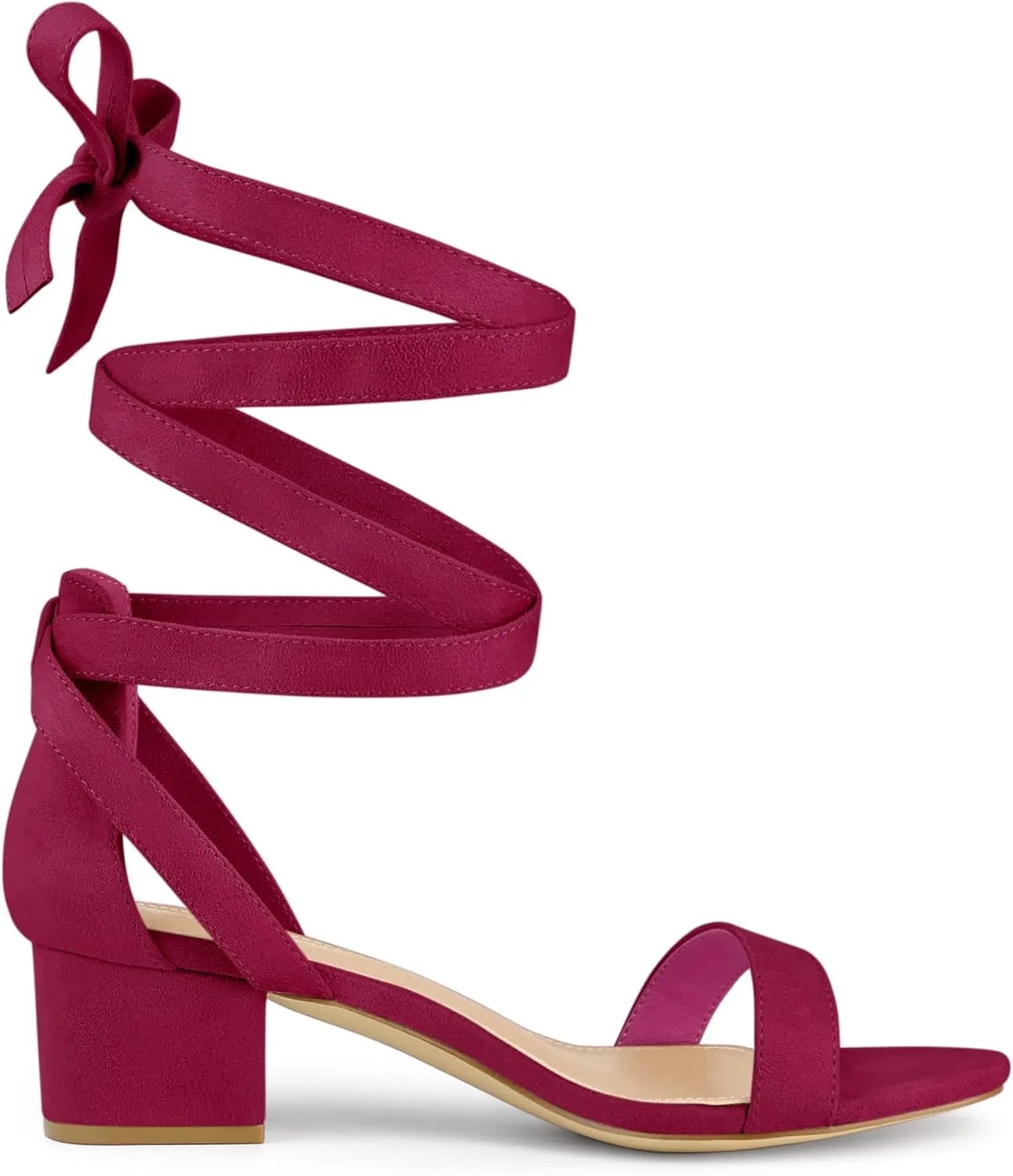Allegra K Women's Open Toe Block Heel Lace Up Heels Heel Sandals