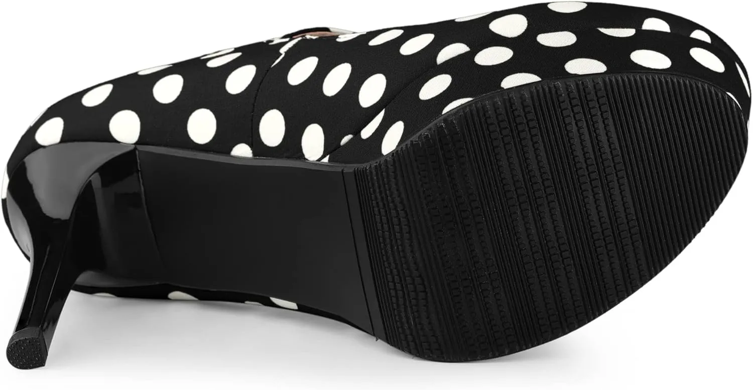 Allegra K Women's Platform Mary Jane Polka Dots Round Toe Stiletto High Heel Pumps