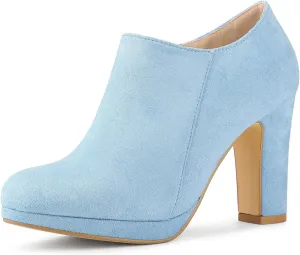 Allegra K Women's Platform Round Toe Chunky Heels Ankle Booties