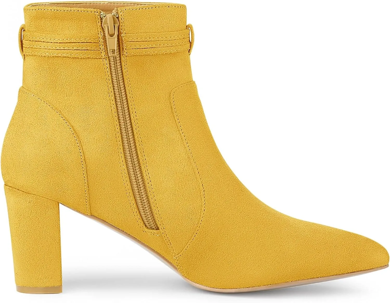 Allegra K Women's Pointed Toe Block Heel Zipper Ankle Boots