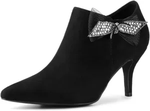 Allegra K Women's Pointed Toe Bow Decor Stiletto Heel Ankle Boots