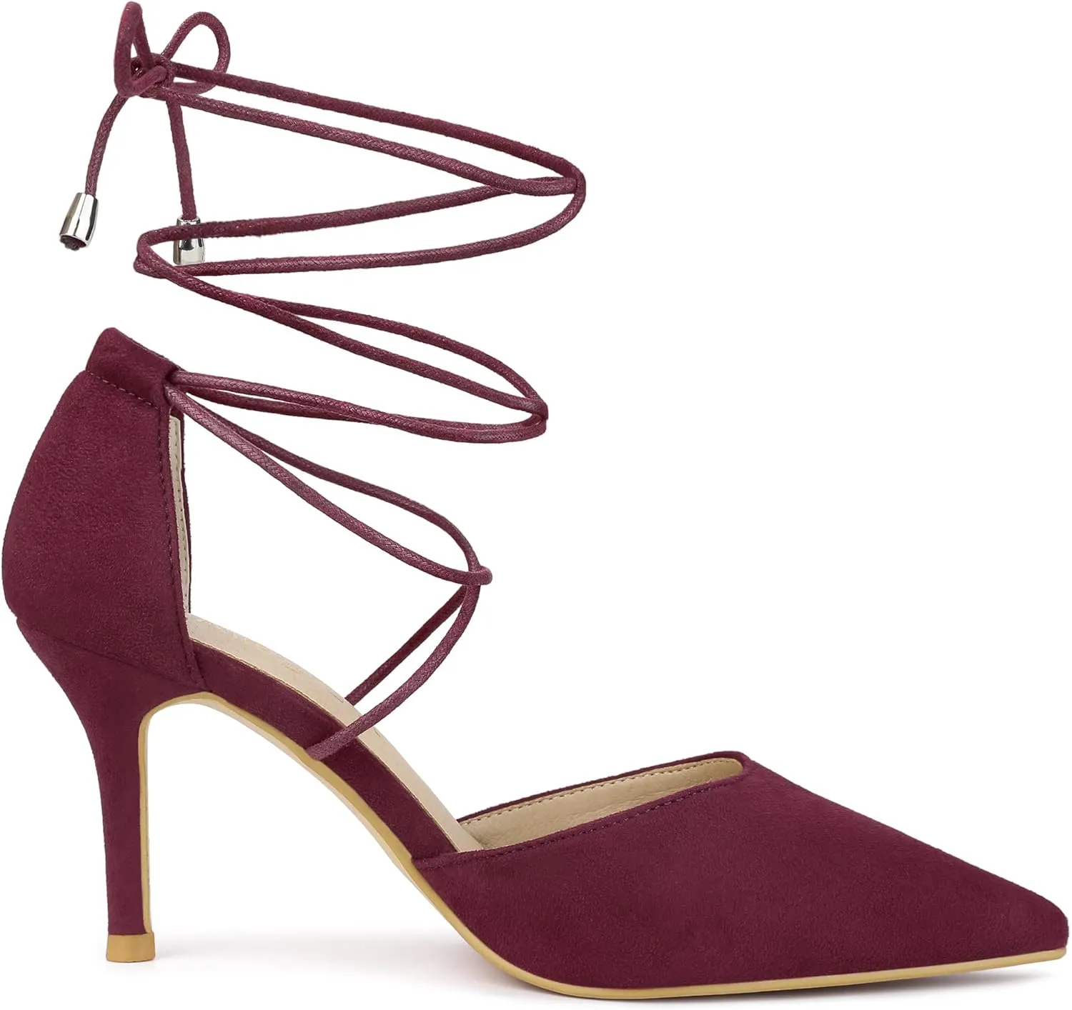 Allegra K Women's Pointed Toe Dress Pumps Lace Up Stiletto Heels Sandals