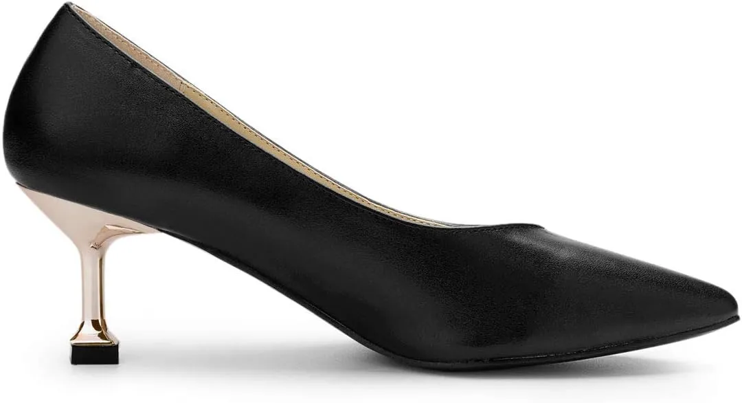 Allegra K Women's Pointed Toe Low Kitten Heel Dress Pumps