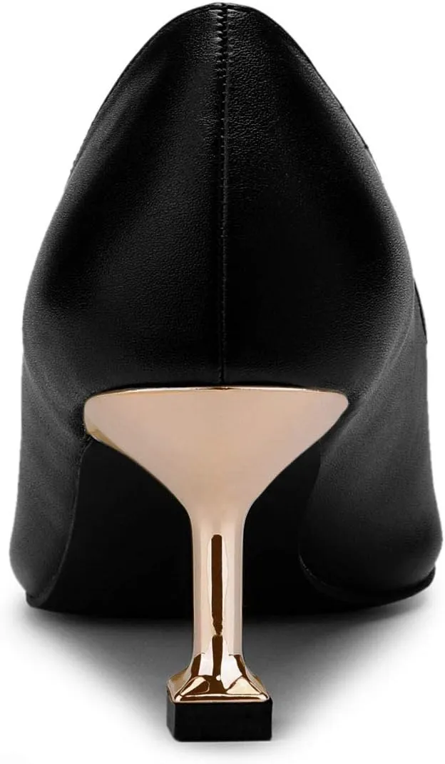 Allegra K Women's Pointed Toe Low Kitten Heel Dress Pumps