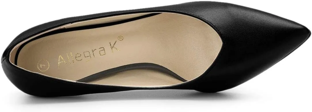 Allegra K Women's Pointed Toe Low Kitten Heel Dress Pumps