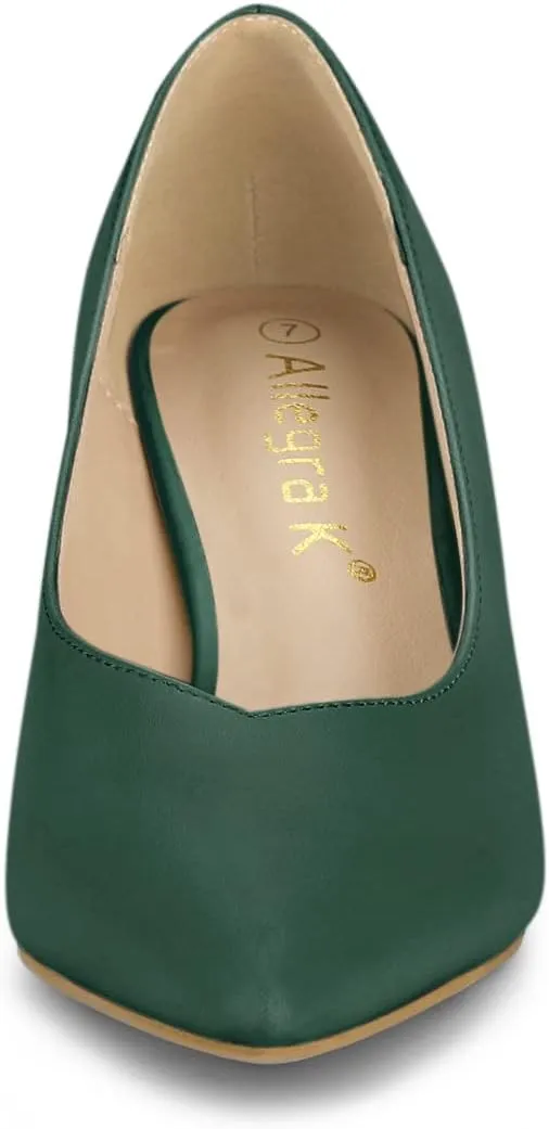 Allegra K Women's Pointed Toe Low Kitten Heel Dress Pumps