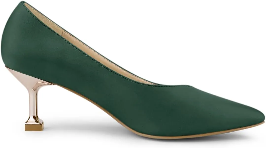 Allegra K Women's Pointed Toe Low Kitten Heel Dress Pumps