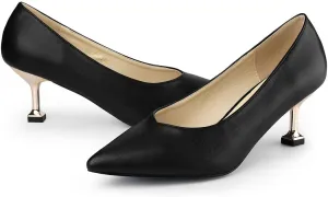Allegra K Women's Pointed Toe Low Kitten Heel Dress Pumps