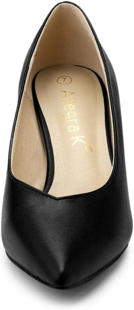 Allegra K Women's Pointed Toe Low Kitten Heel Dress Pumps