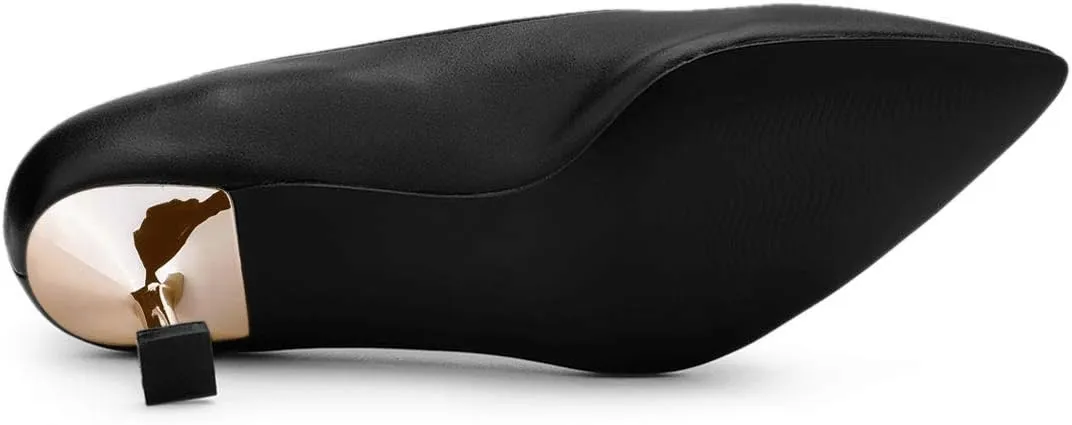 Allegra K Women's Pointed Toe Low Kitten Heel Dress Pumps