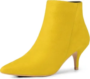 Allegra K Women's Pointed Toe Zip Stiletto Kitten Heel Ankle Booties