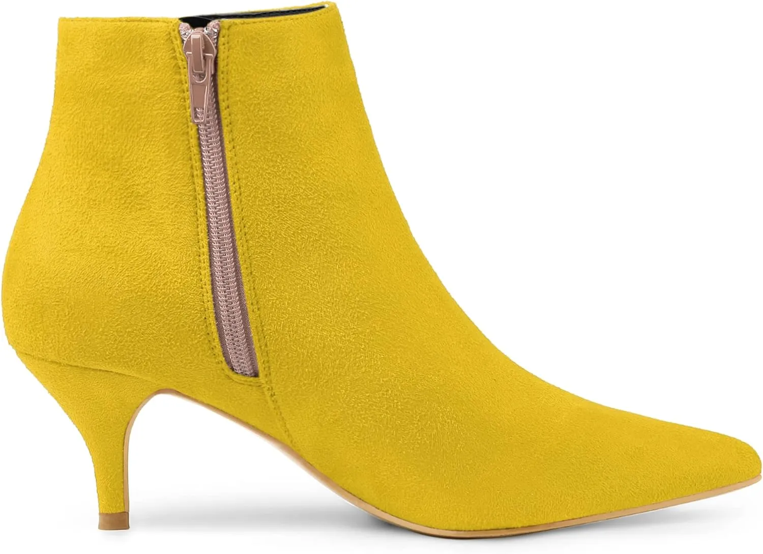 Allegra K Women's Pointed Toe Zip Stiletto Kitten Heel Ankle Booties
