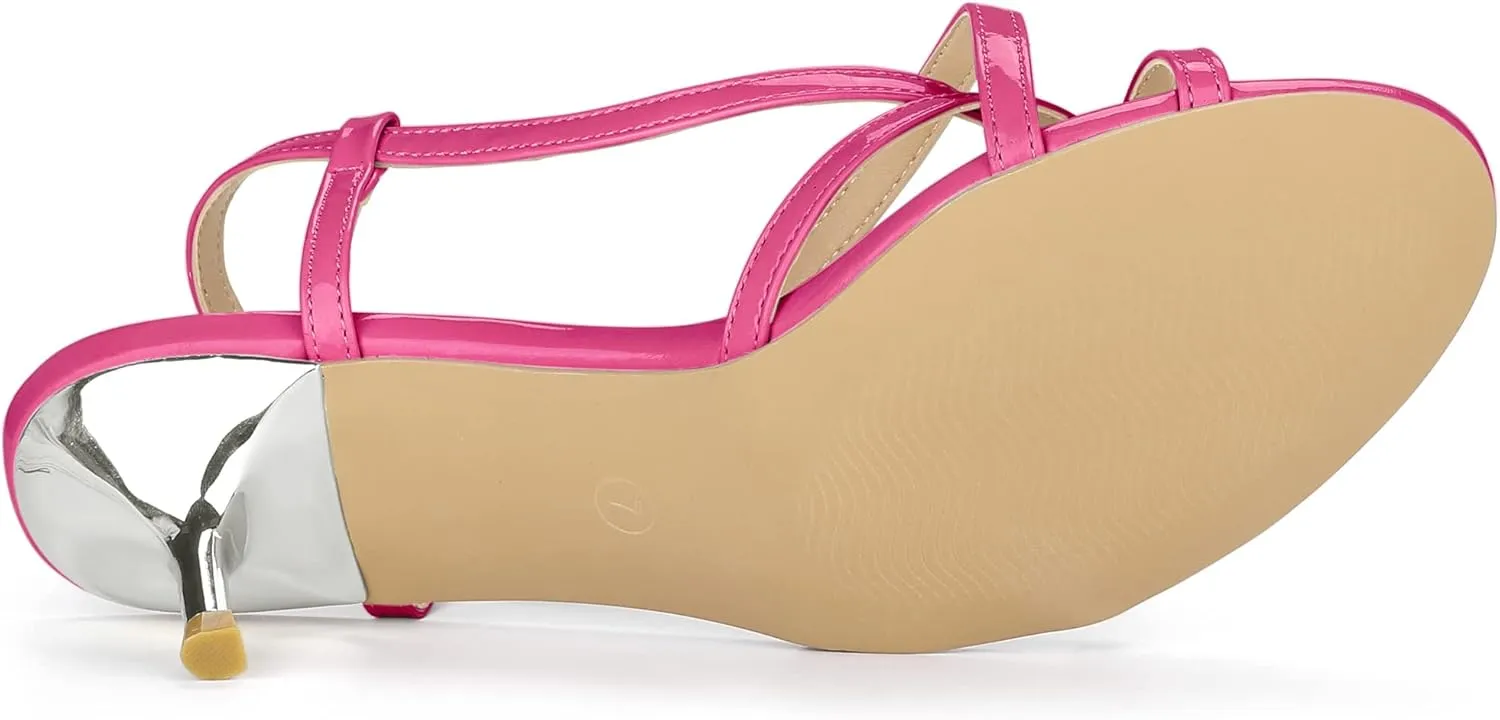 Allegra K Women's Slingback Strappy Kitten Heel Heels Sandals