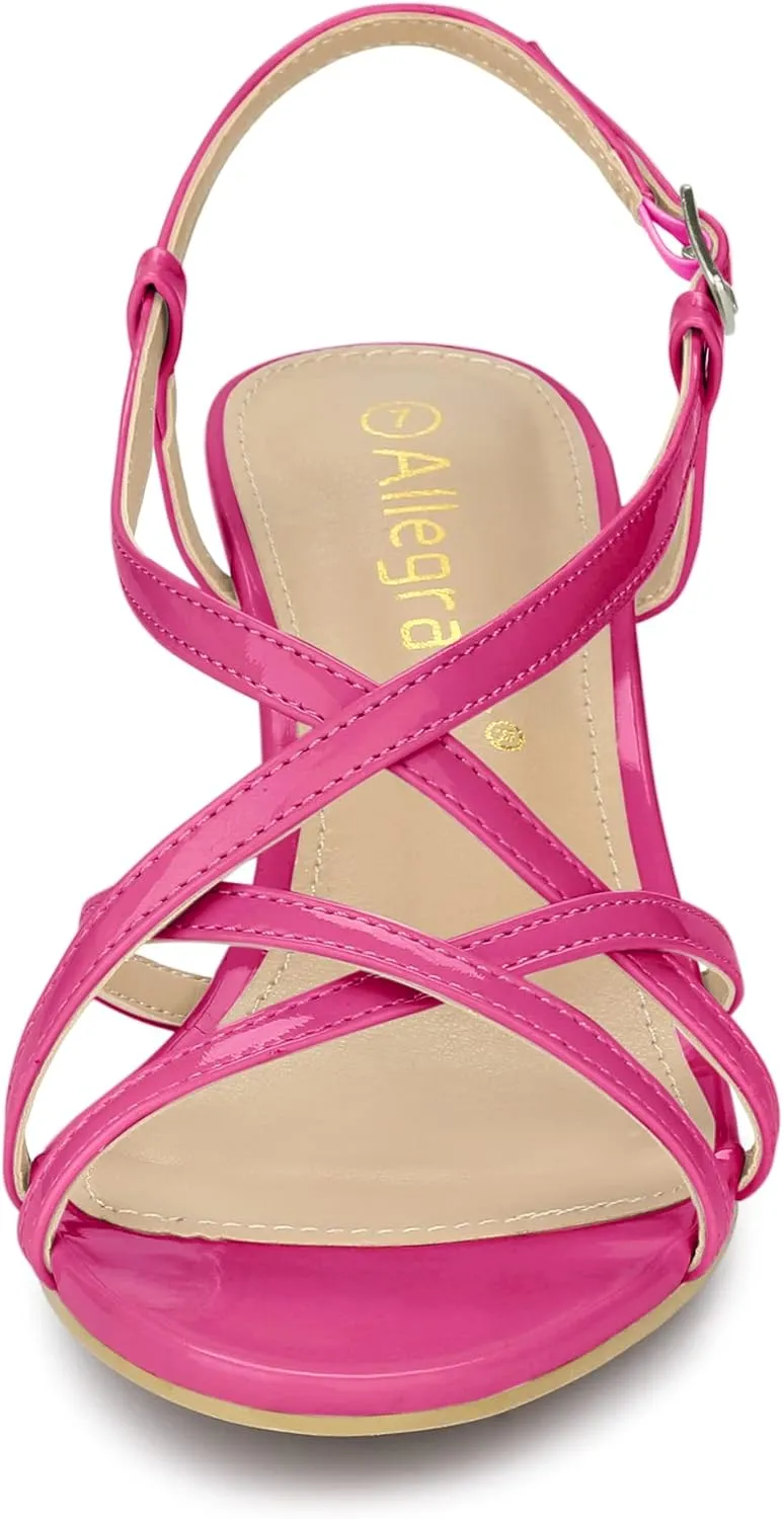 Allegra K Women's Slingback Strappy Kitten Heel Heels Sandals