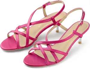 Allegra K Women's Slingback Strappy Kitten Heel Heels Sandals