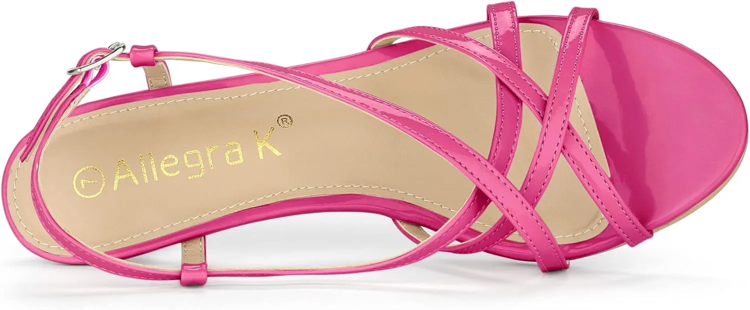Allegra K Women's Slingback Strappy Kitten Heel Heels Sandals