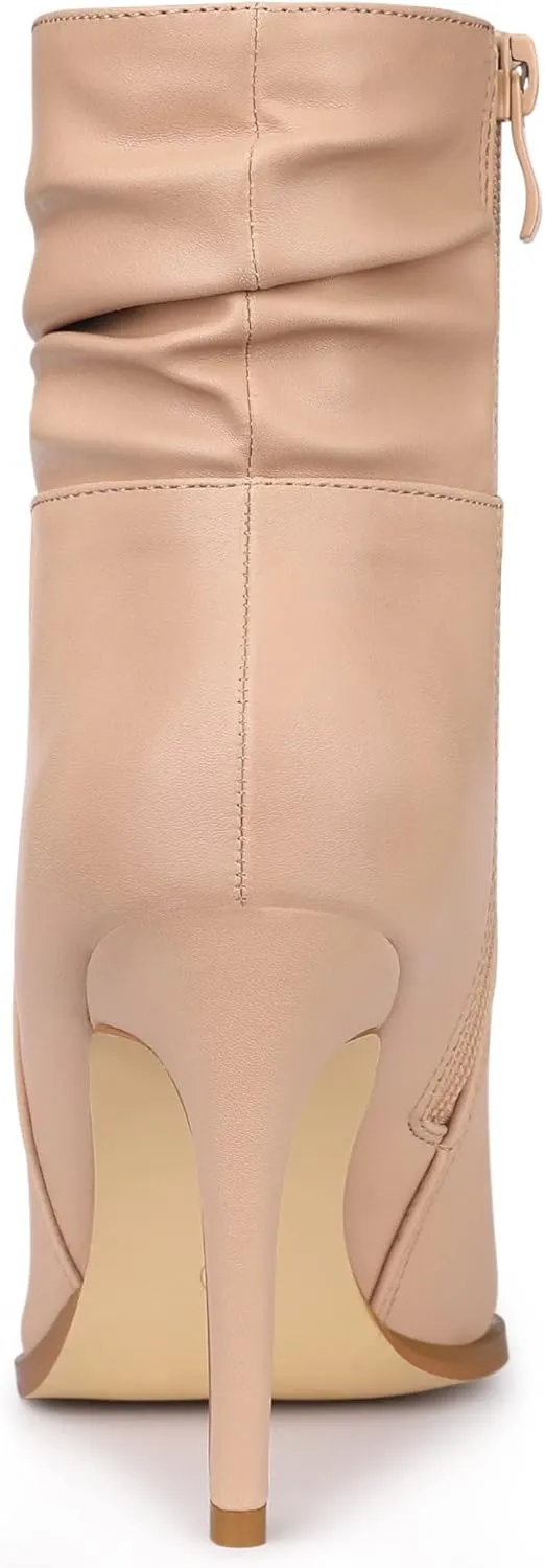 Allegra K Women's Slouched Pointed Toe Stiletto Heels Ankle Boot
