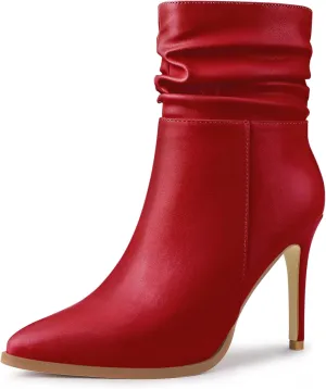 Allegra K Women's Slouched Pointed Toe Stiletto Heels Ankle Boot