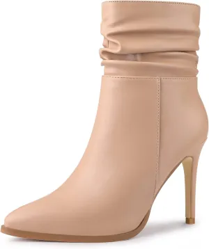 Allegra K Women's Slouched Pointed Toe Stiletto Heels Ankle Boot