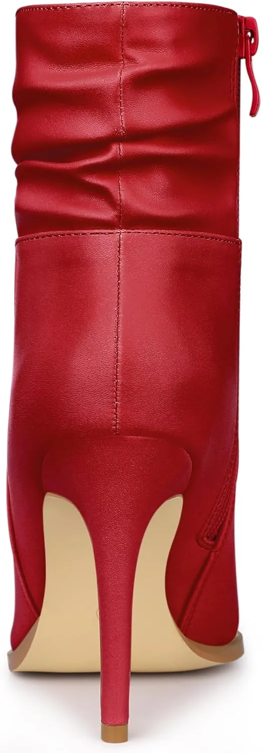 Allegra K Women's Slouched Pointed Toe Stiletto Heels Ankle Boot