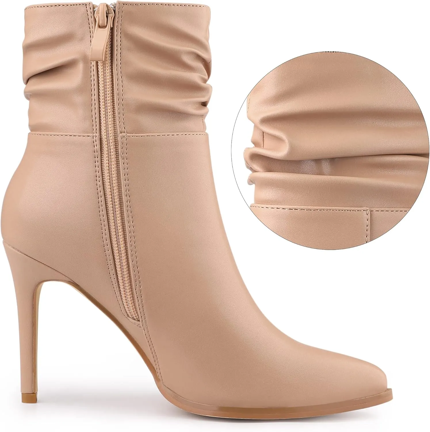 Allegra K Women's Slouched Pointed Toe Stiletto Heels Ankle Boot