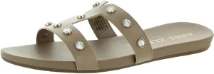 Anne Klein Womens Ely Embellished T-Strap Sandals Tan 10.5 Medium (B,M)