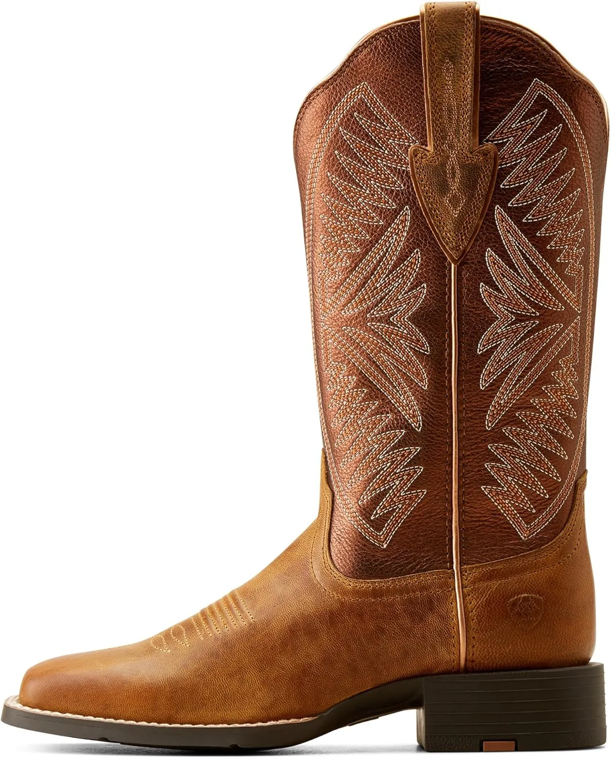 ARIAT Womens Round Up Ruidoso Embroidery Metallic Square Toe Casual Boots Mid Calf Low Heel 1-2" - Brown