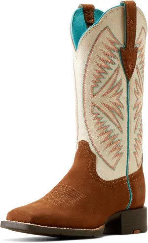 ARIAT Womens Round Up Ruidoso Embroidery Metallic Square Toe Casual Boots Mid Calf Low Heel 1-2" - Brown