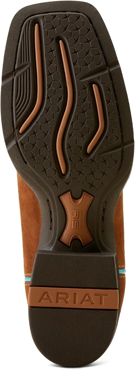 ARIAT Womens Round Up Ruidoso Embroidery Metallic Square Toe Casual Boots Mid Calf Low Heel 1-2" - Brown