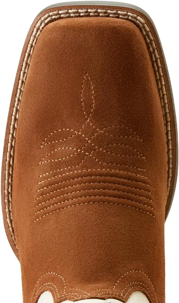 ARIAT Womens Round Up Ruidoso Embroidery Metallic Square Toe Casual Boots Mid Calf Low Heel 1-2" - Brown