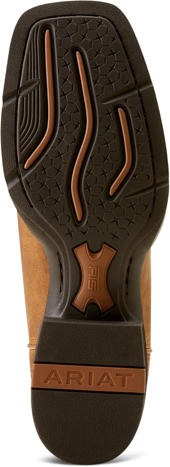 ARIAT Womens Round Up Ruidoso Embroidery Metallic Square Toe Casual Boots Mid Calf Low Heel 1-2" - Brown