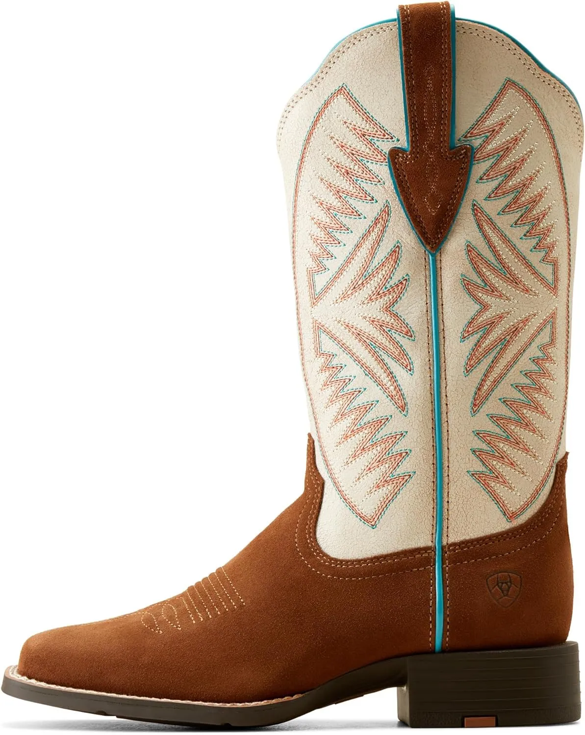ARIAT Womens Round Up Ruidoso Embroidery Metallic Square Toe Casual Boots Mid Calf Low Heel 1-2" - Brown