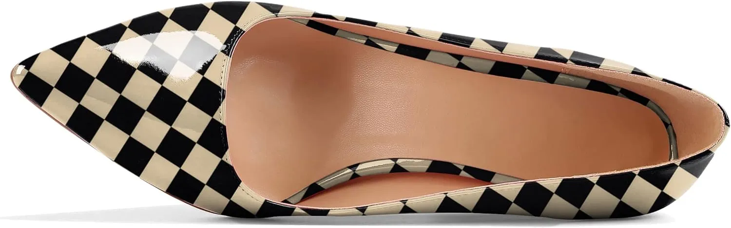 AUMOTED Women High Heel Pumps Shoes Solid Slip On Chunky Heel Block Heel Pointed Toe Work Heel