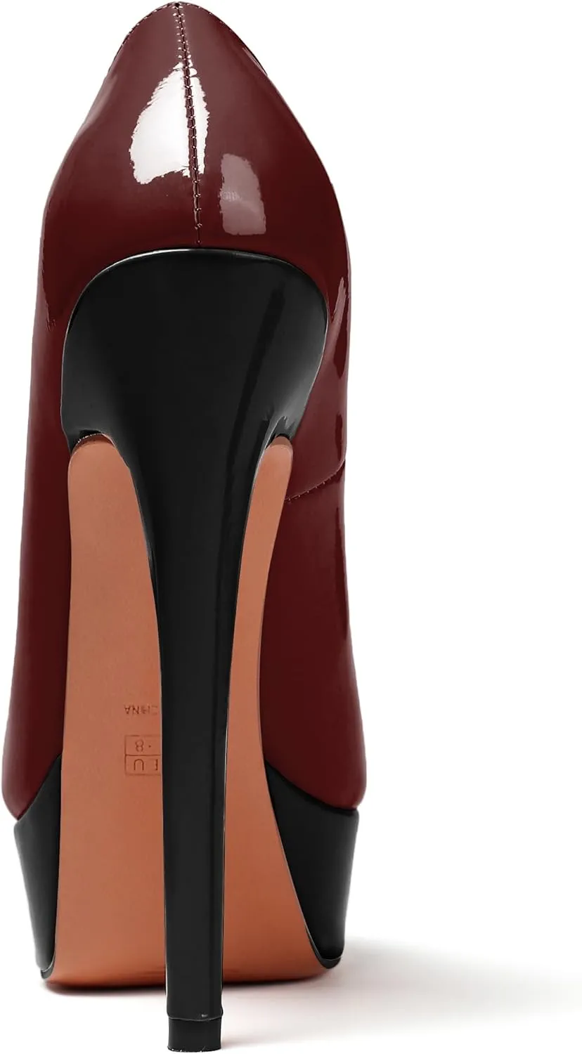 AUMOTED Women's Platform Pumps Peep Toe Stiletto Slip On Sexy High Heels Dress Wedding Party Shoes