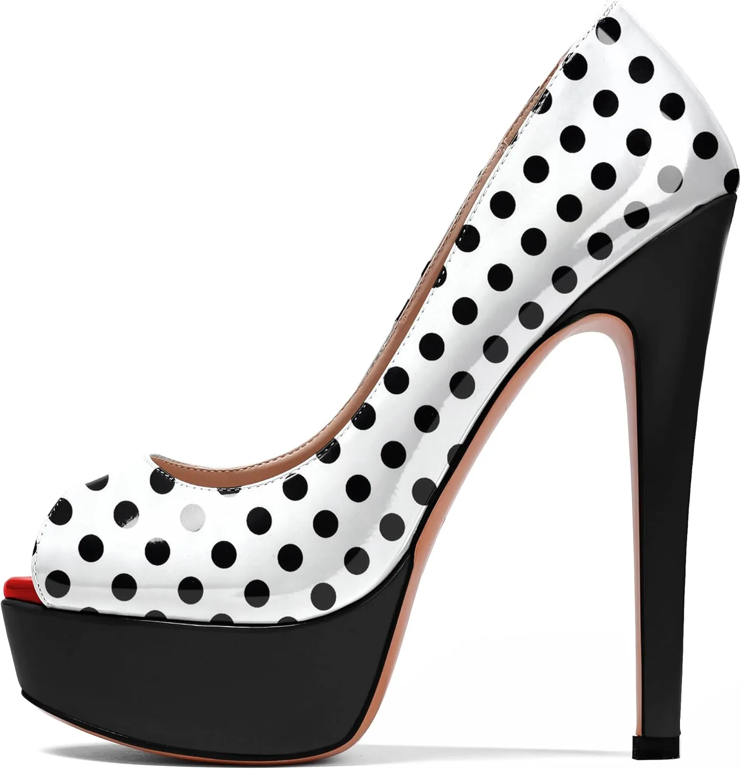 AUMOTED Women's Platform Pumps Peep Toe Stiletto Slip On Sexy High Heels Dress Wedding Party Shoes