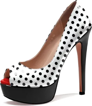 AUMOTED Women's Platform Pumps Peep Toe Stiletto Slip On Sexy High Heels Dress Wedding Party Shoes