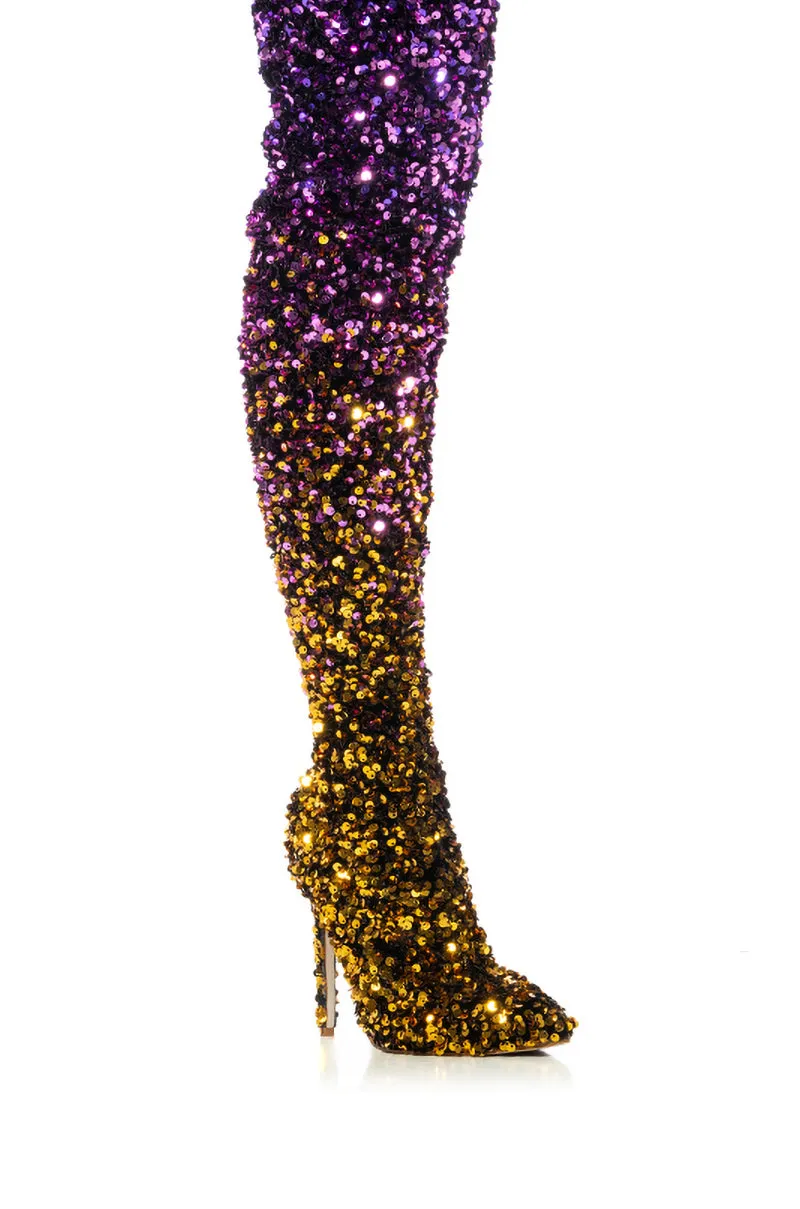 AZALEA WANG ELLIANA SEQUIN MULTI STILETTO BOOT