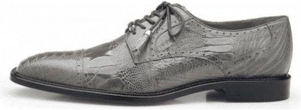 Batta Black Genuine Ostrich Cap-Toe Lace-ups
