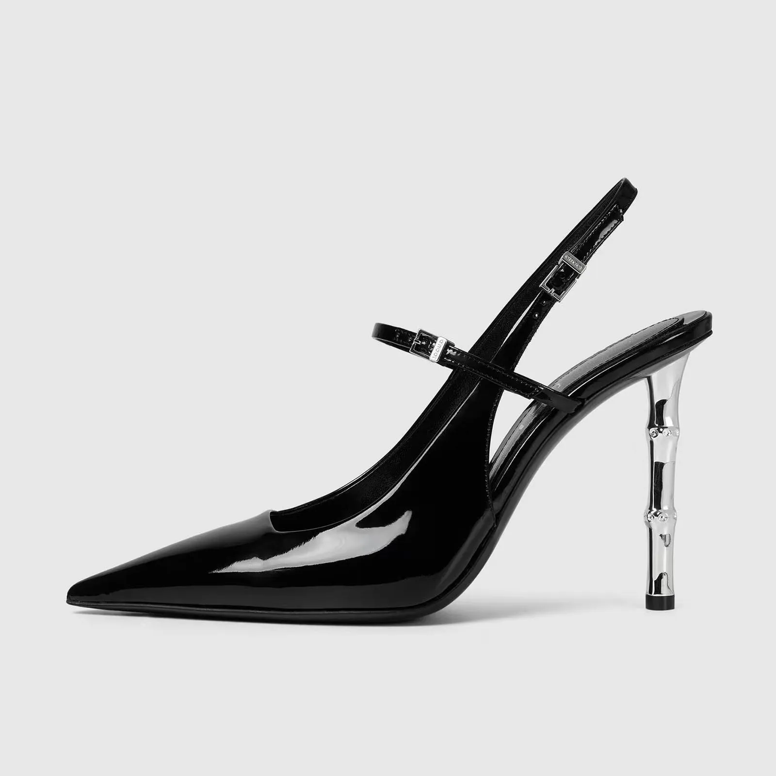 Black Pointed Toe Stiletto Heel Women's Slingback Shoes