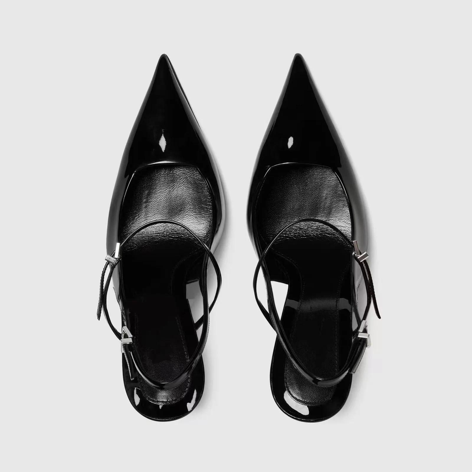 Black Pointed Toe Stiletto Heel Women's Slingback Shoes